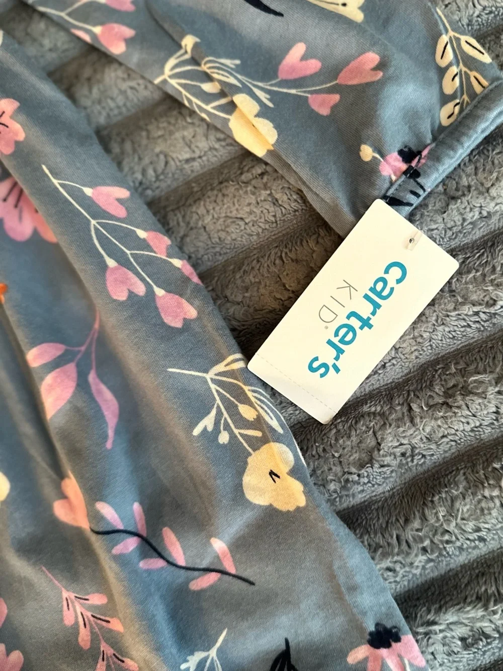 Carter's Gray Floral Print Dress with Pink and Yellow Accents